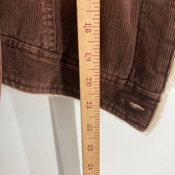 Abercrombie & Fitch Brown Corduroy Sherpa Lined Trucker Coat Western Y2K Medium - Picture 10 of 10